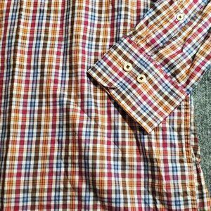 Peter Millar Shirt Mens XXL Blue Pink Check Plaid Cotton Long Sleeve Button Up